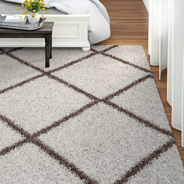 Three Posts Statesboro Geometric Ivory Brown Area Rug Reviews Wayfair