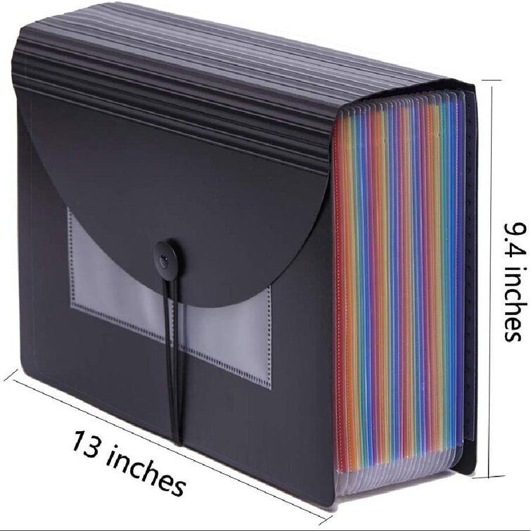 Telescopic Vertical File Organizer Holder,Foldable 13 Pocket File Storage