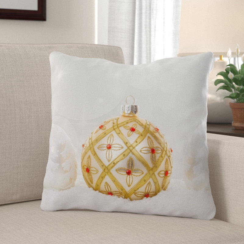 The Holiday Aisle Rishel Christmas Ball Indoor Outdoor Canvas Throw Pillow Wayfair