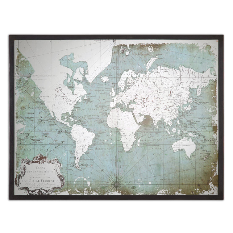 Green Mirrored World Map Longshore Tides Mirrored World Map - Picture Frame Graphic Art & Reviews |  Wayfair.co.uk
