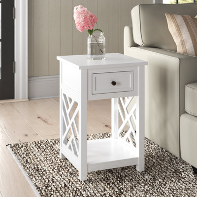 Lund 15.75" Wide Rectangular End Table With 1 Drawer And 1 Shelf