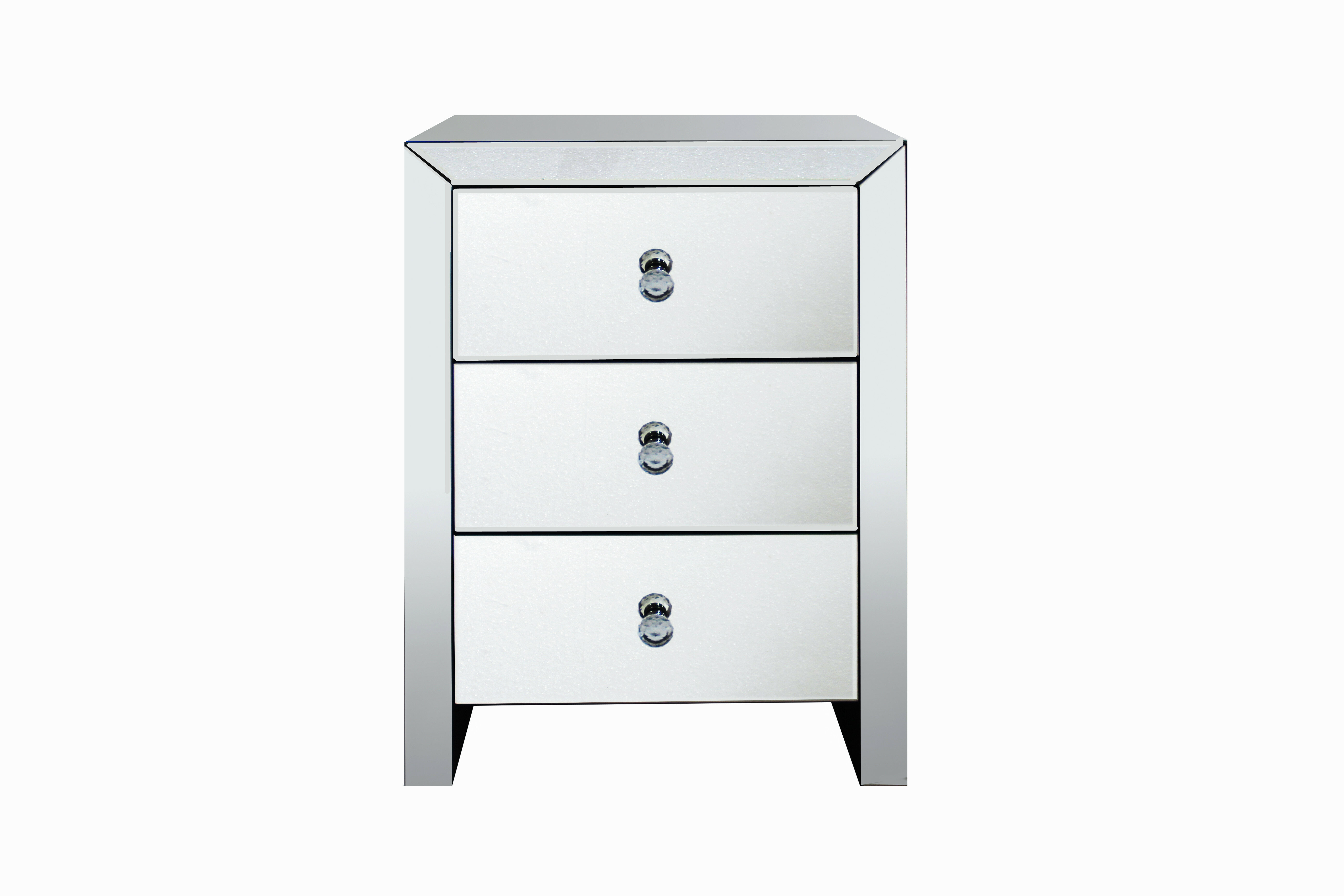 House Of Hampton Mcclung Contemporary Mirrored 3 Drawer Nightstand