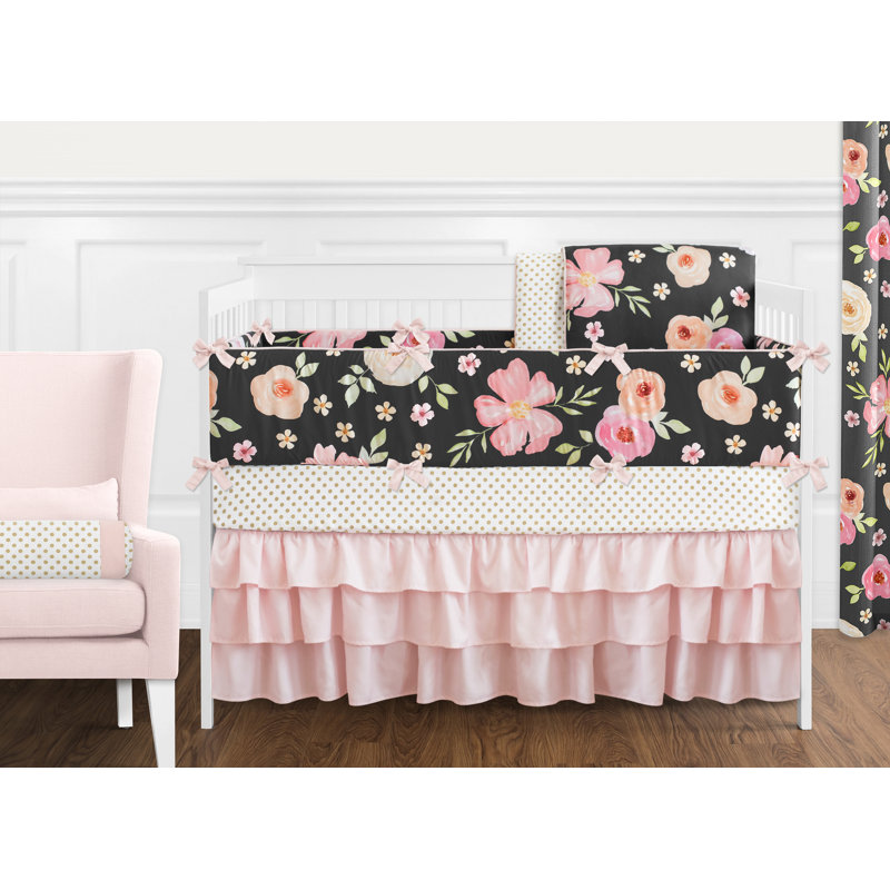 watercolor floral 9 piece crib bedding set