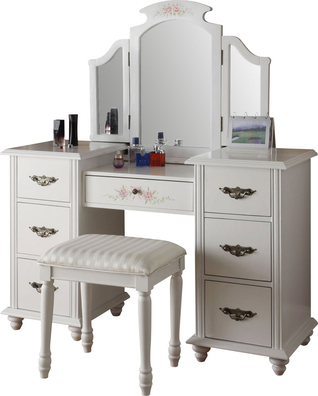 Infini Furnishings Makeup Vanity Set with Mirror & Reviews Wayfair.ca
