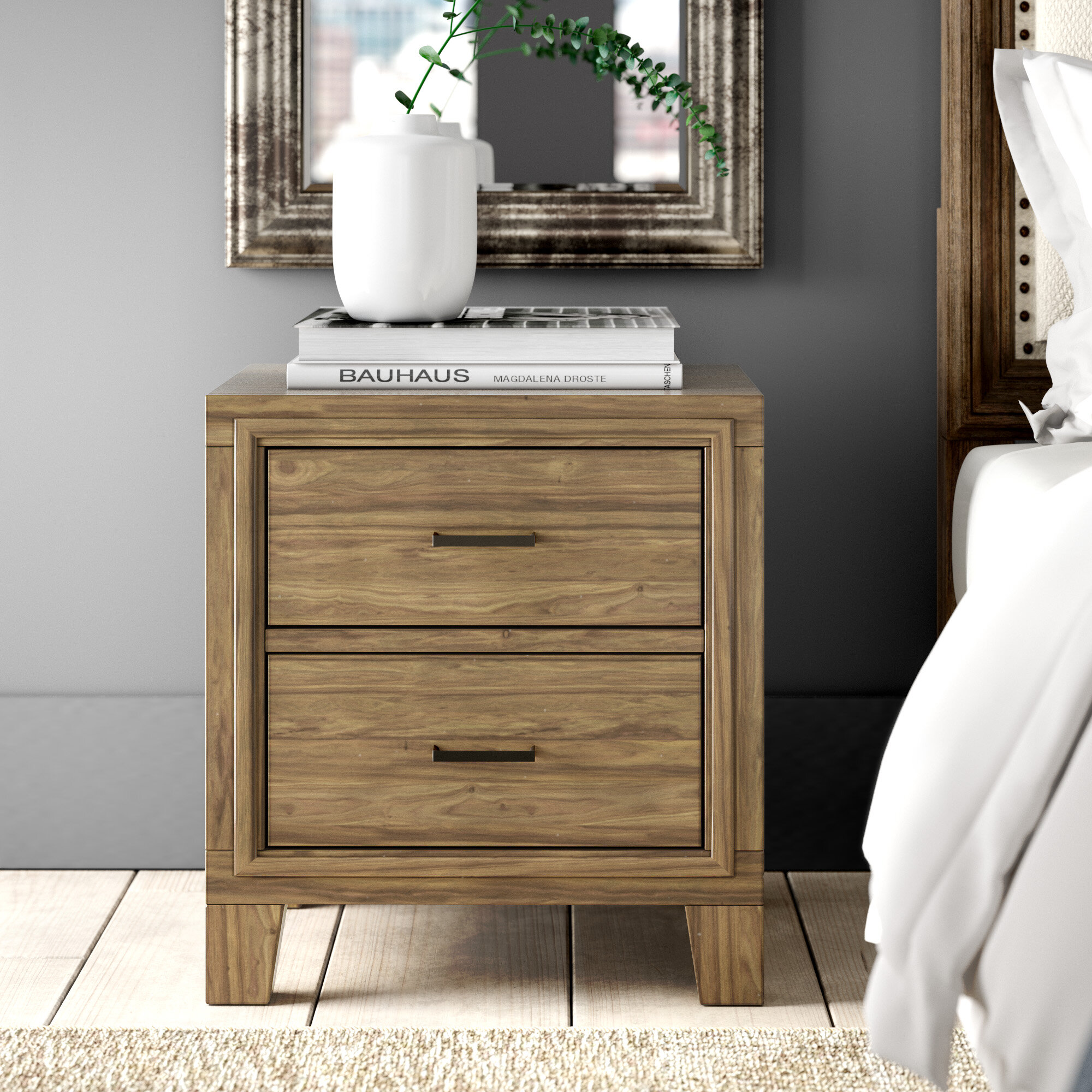 Greyleigh Krum 2 Drawer Nightstand In Light Oak Reviews Wayfair