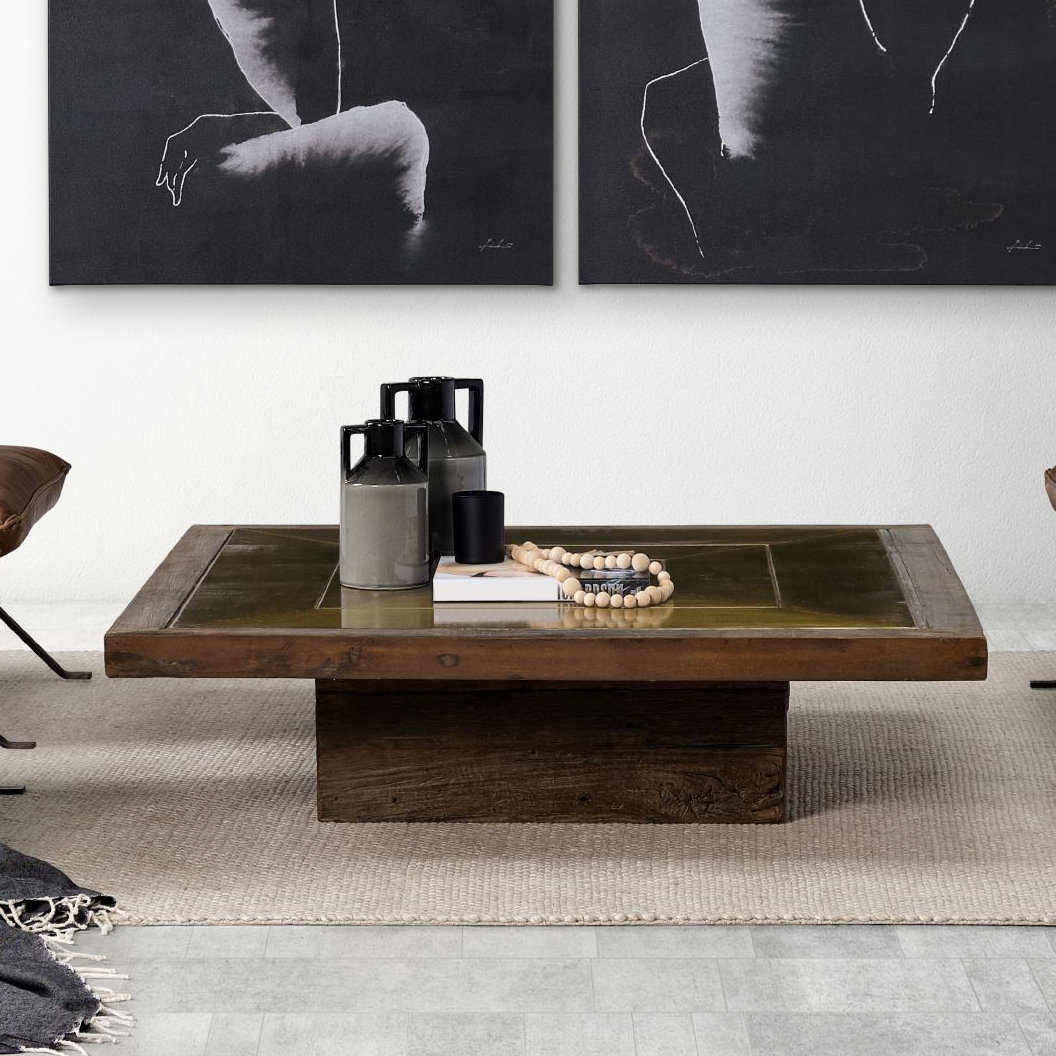 Loon Peak® Hedon Solid Wood Pedestal Coffee Table Wayfair