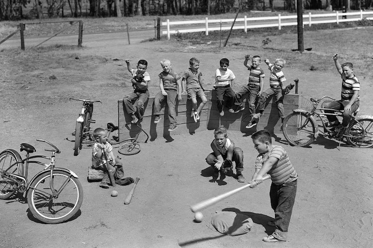 East Urban Home 1950s 10 Neighborhood Boys Playing Sand Lot