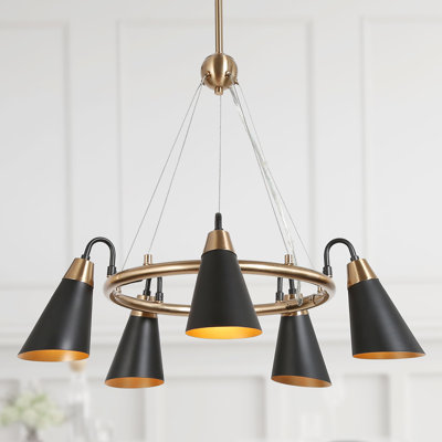 *1is missing lamp shades*Dalisia 5 - Light Unique / Statement Wagon Wheel Chandelier