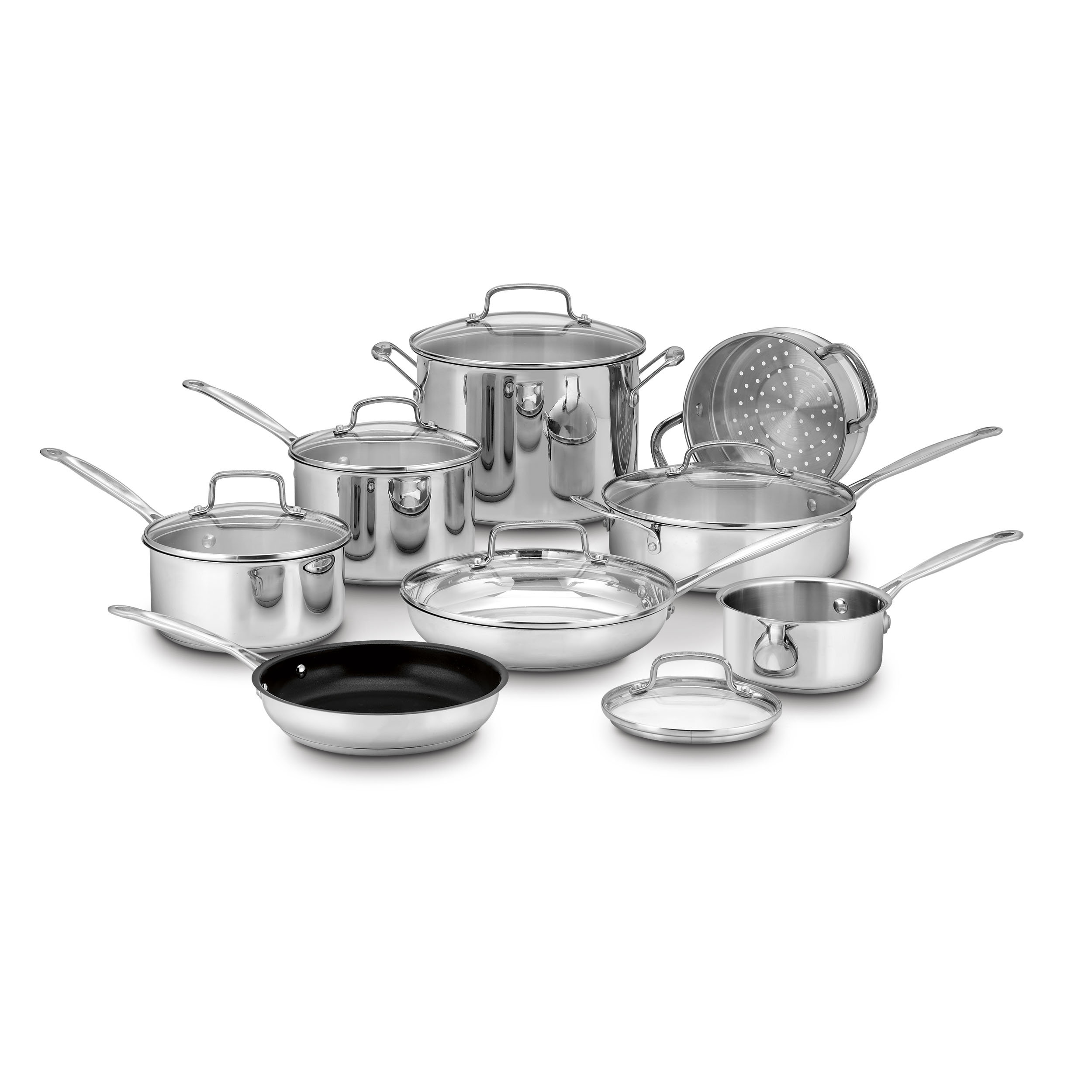 Cuisinart 14 Pieces Stainless Steel Cookware Set Reviews Wayfair Stainless Steel Cookware Set Reviews