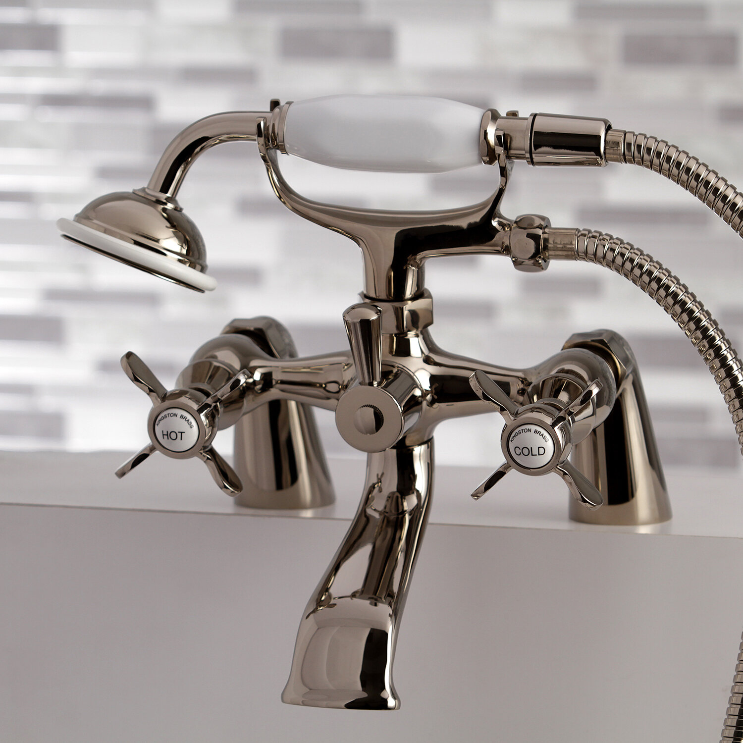 Essex Double Handle Clawfoot Tub Faucet With Hand Shower