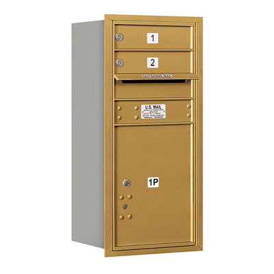2 Door Rear Load 4c Horizontal Multi Unit Mailbox With 1 Parcel