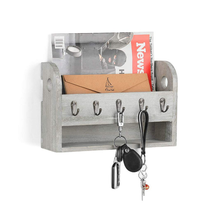 Gracie Oaks Chattooga Wall Key Mail Organizer With Key Hooks And