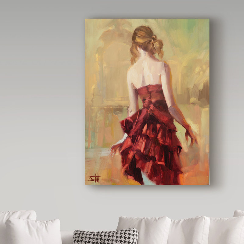 Trademark Art Steve Henderson Girl In Red Dress Wrapped Canvas