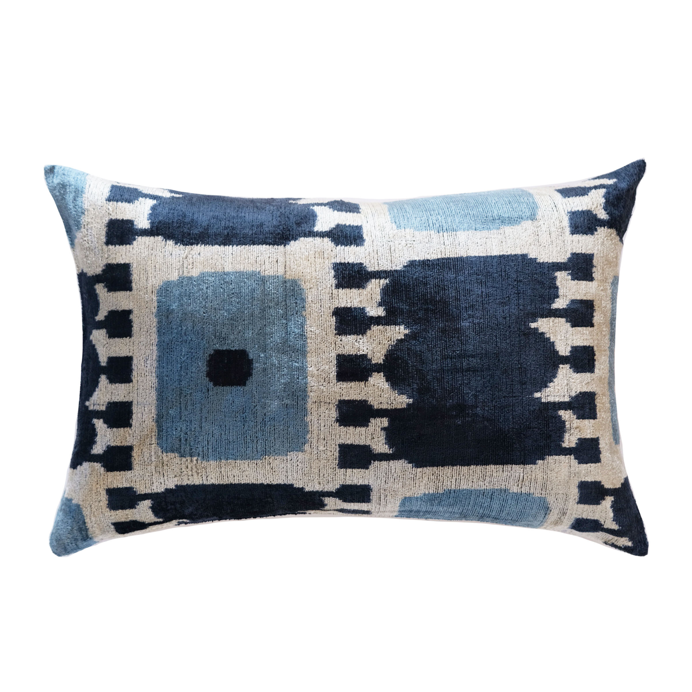 blue ikat lumbar pillow