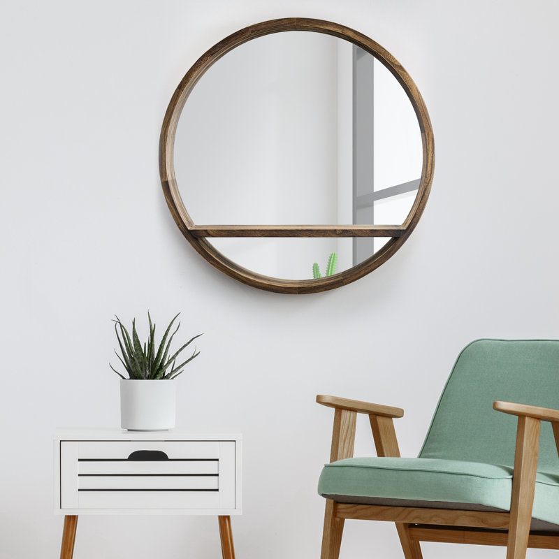 Gracie Oaks Hammd Wooden Country With Shelf Wall Mirror Wayfair