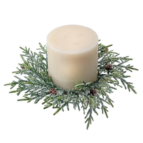 The Holiday Aisle Frost Mini Candle Ring 13 Pvc Pe Blend Wreath Wayfair