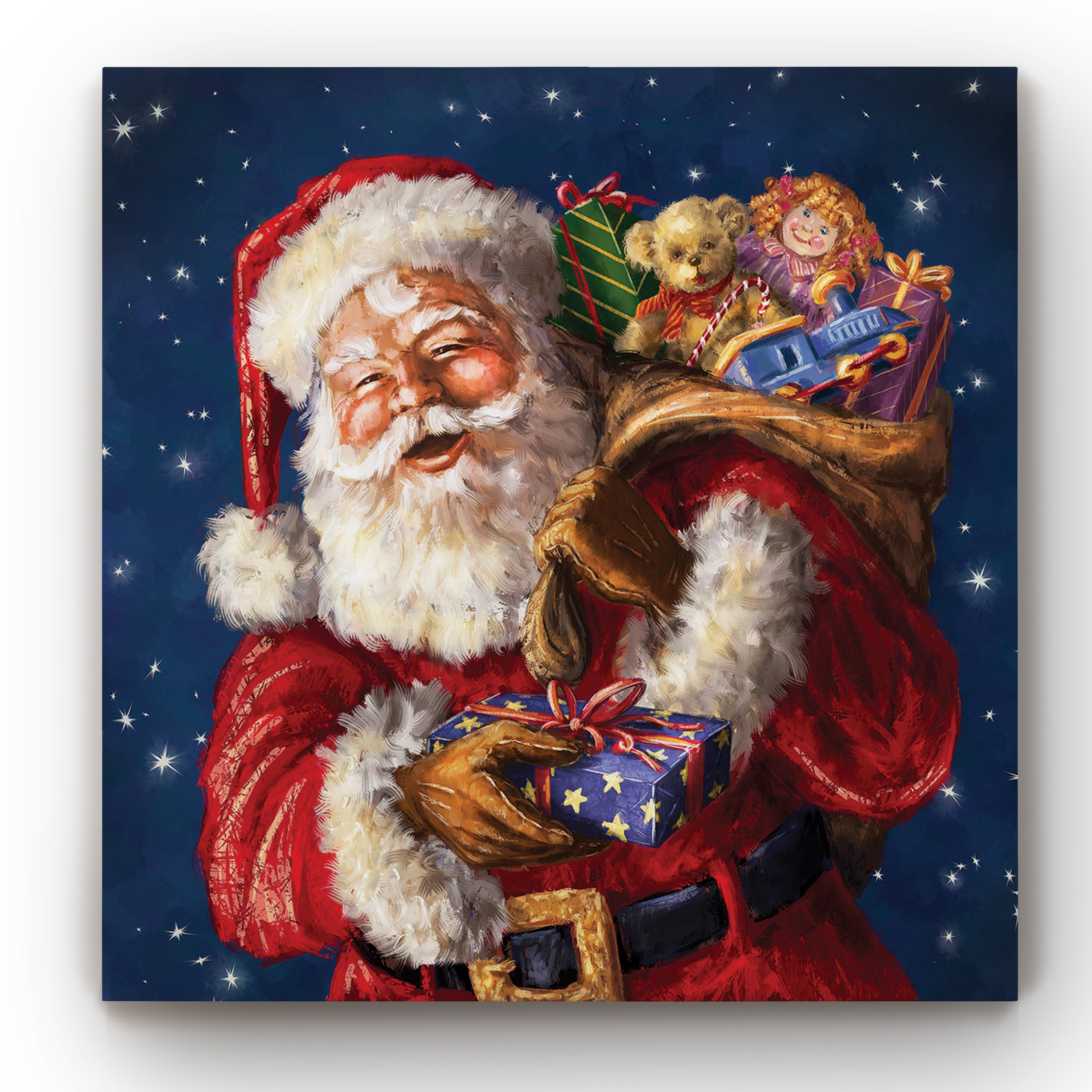 VINTAGE SANTA PORTRAIT JOLLY OLD ST NICK CHRISTMAS CANVAS ART PRINT LARGE