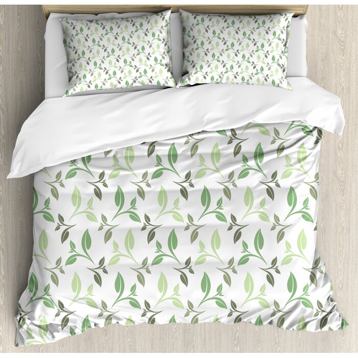 East Urban Home Ambesonne Leaf Duvet Cover Set Tea Leaves With