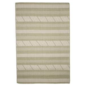 Aztec Stripe Green Indoor/Outdoor Area Rug