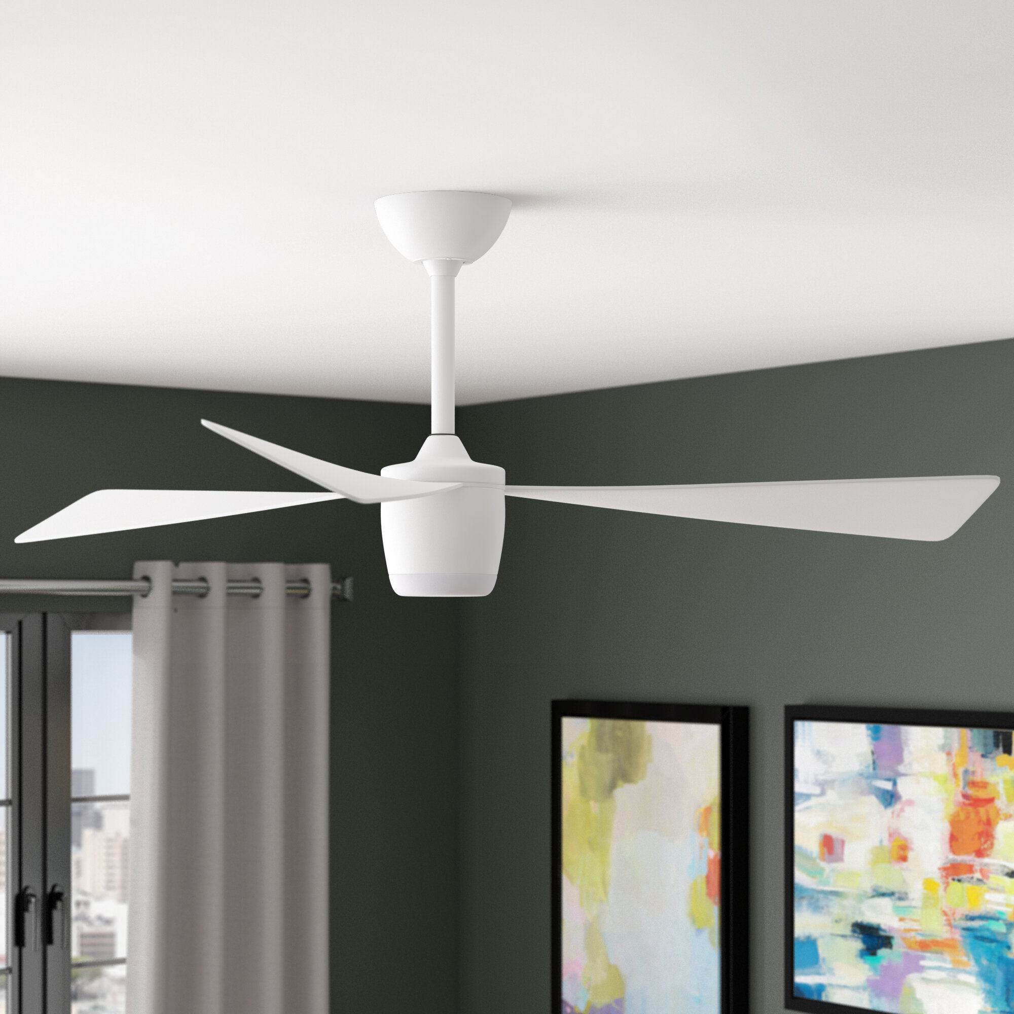 LED Indoor B.Nickel Ceiling Fan w/Light&Remot Home Decorators Windward IV 52 in 