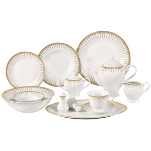 Deakin Porcelain 57 Piece Dinnerware Set, Service for 8