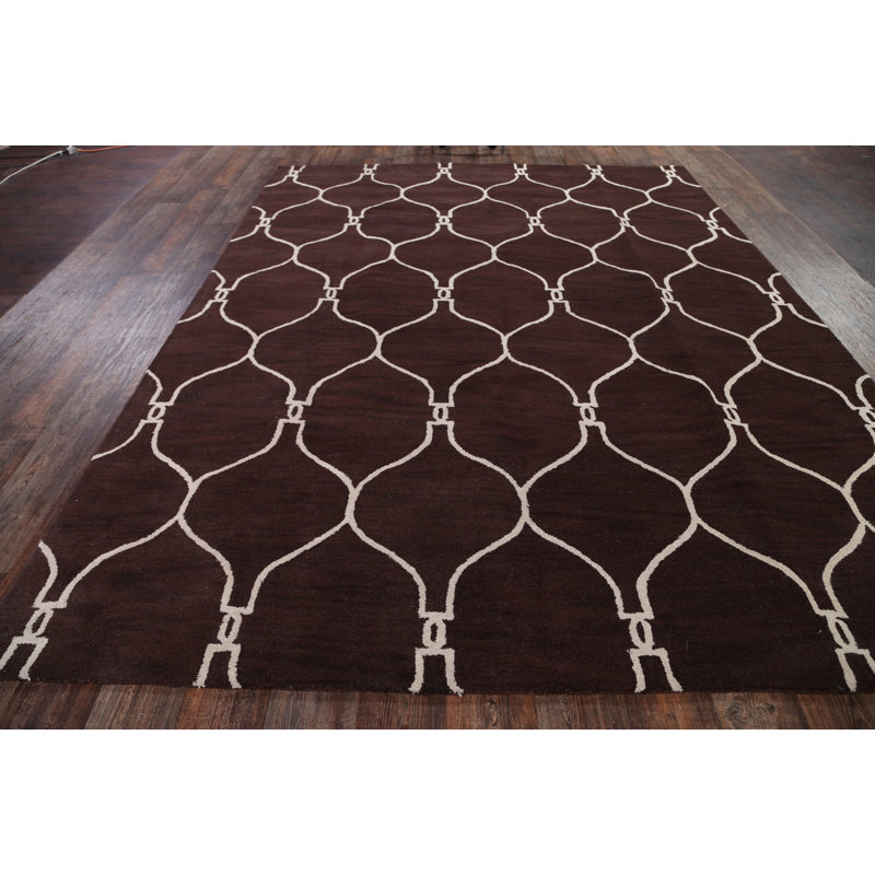 House Of Hampton Aramis Traditional Oushak Trellis Oriental Hand Tufted Wool Beige Brown Area Rug Wayfair
