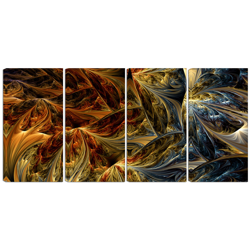 Designart Metal Molten Gold Abstract 4 Piece Graphic Art Set Wayfair