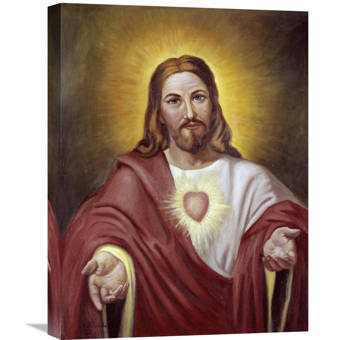 Fleur De Lis Living Sacred Heart Of Jesus Painting Print On
