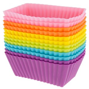 Silicone Mini Rectangle Reusable Cupcake and Muffin Baking Cup (Set of 12)