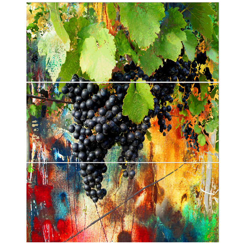 East Urban Home Blue Grape Vine Oil Painting Print Multi Piece