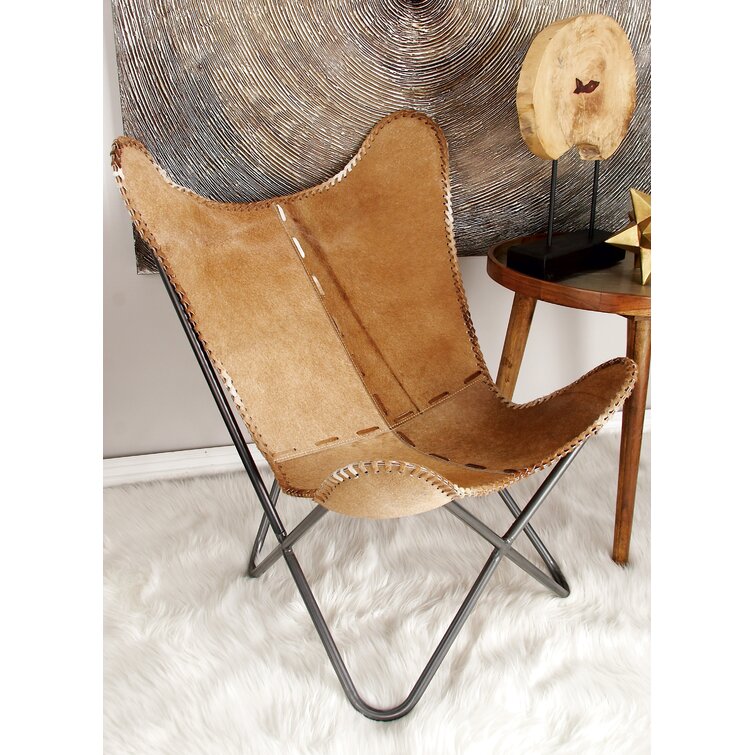 Vintage Leather Butterfly Chair Brown Leather Butterfly Cover for Steel Frame 
