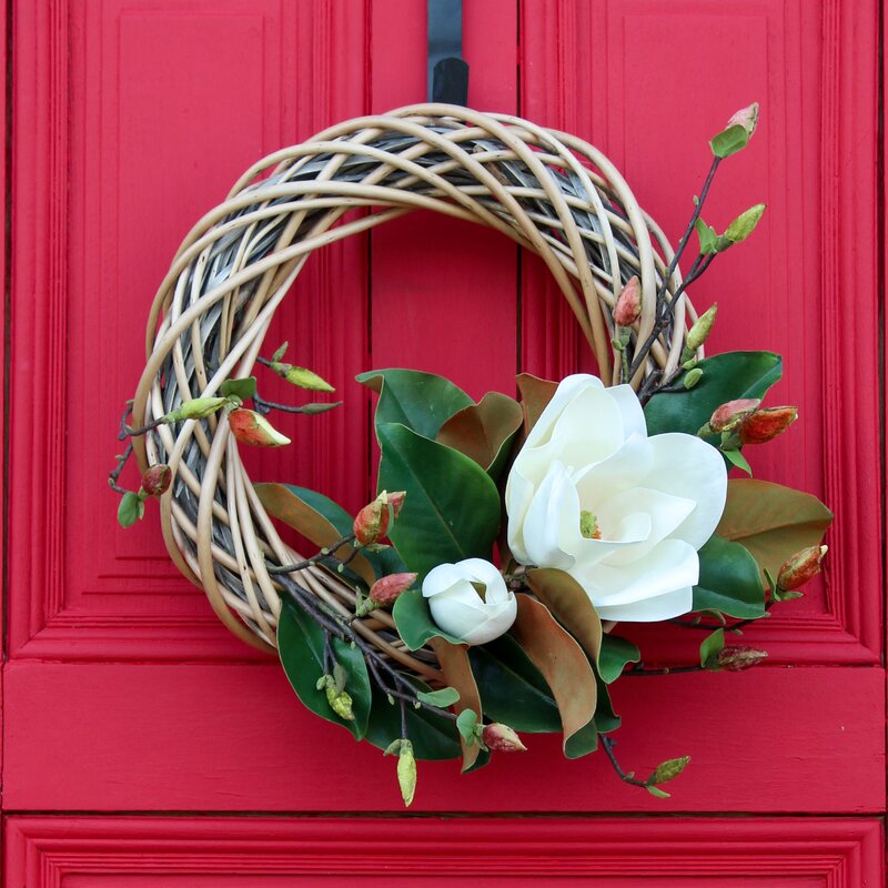 Year Round Wreath Birthday Gift Farmhouse Front Door Wreath Custom Handmade Wreath House Warming Gift 20/'/' Magnolia Wreath