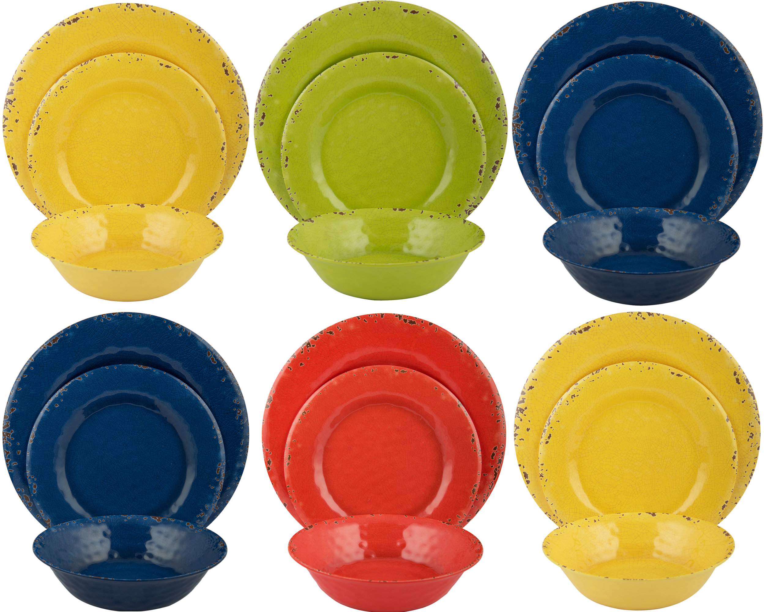 Table To Go Melange 18 Piece Melamine Dinnerware Set Service For 6 Reviews Wayfair
