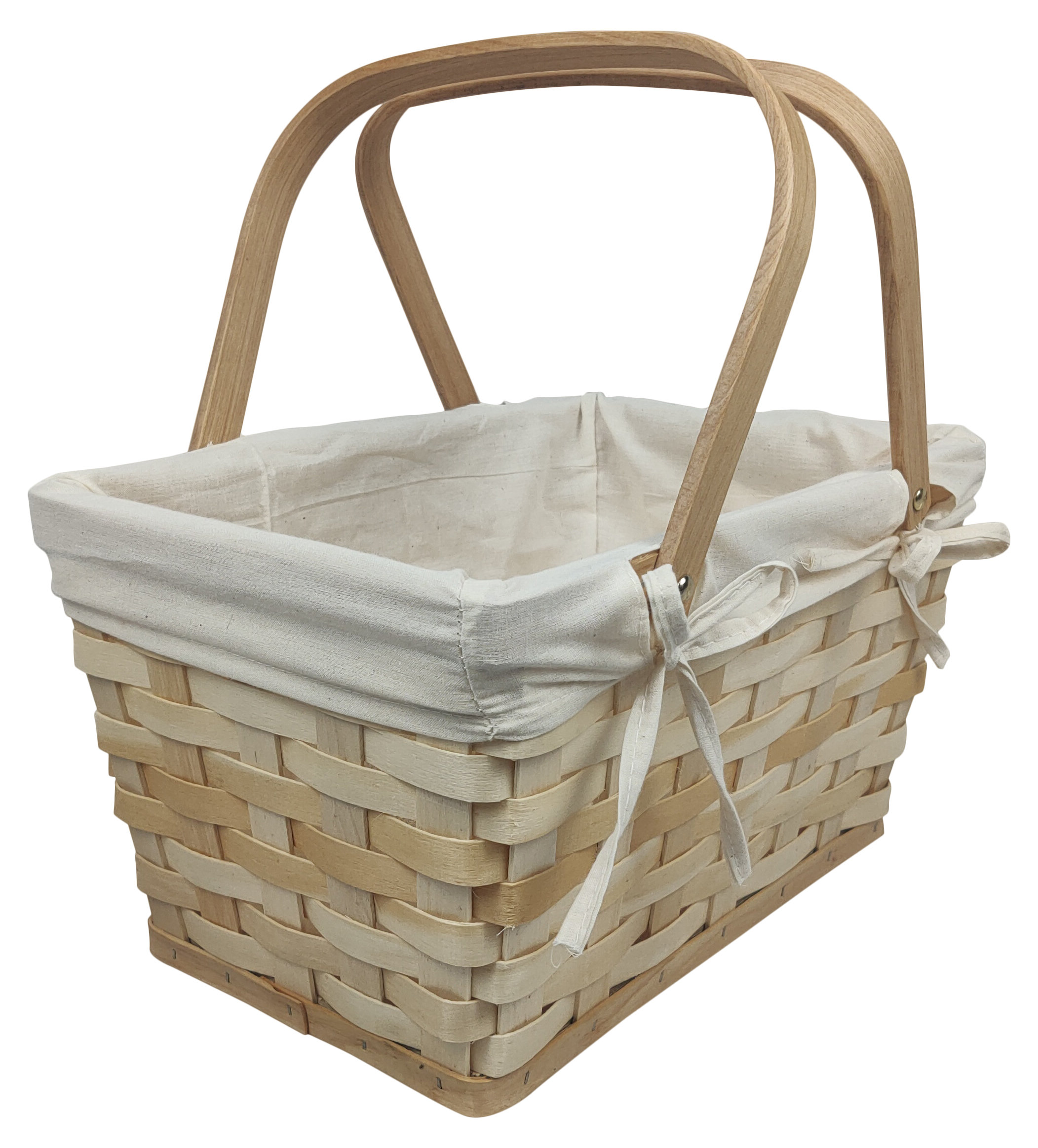 Loon Peak® Natural Woodchip Picnic Basket W/Cotton Liner Wayfair