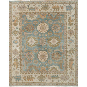 One-of-a-Kind Li Hand Knotted Wool Light Blue Area Rug