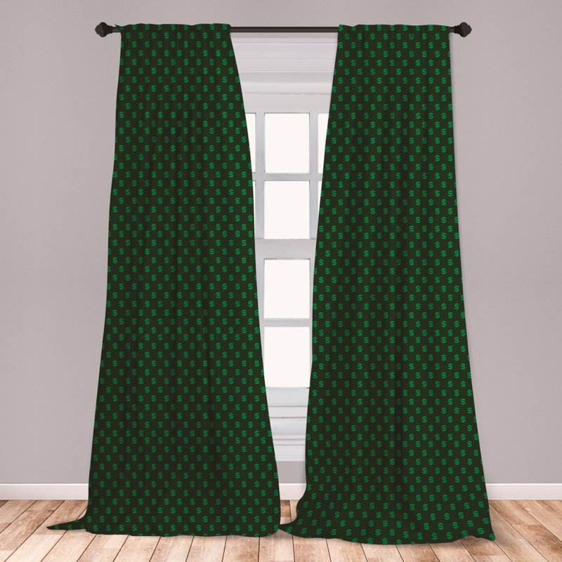 East Urban Home Ambesonne Money 2 Panel Curtain Set Pattern Of