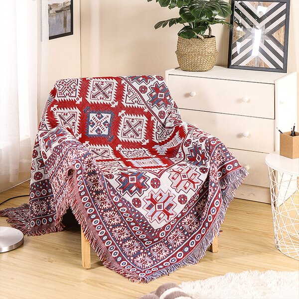 Fringed Quilt Throw Blanket Area Rug Wall Hanging Decor Cotton Bed Couch Cover 