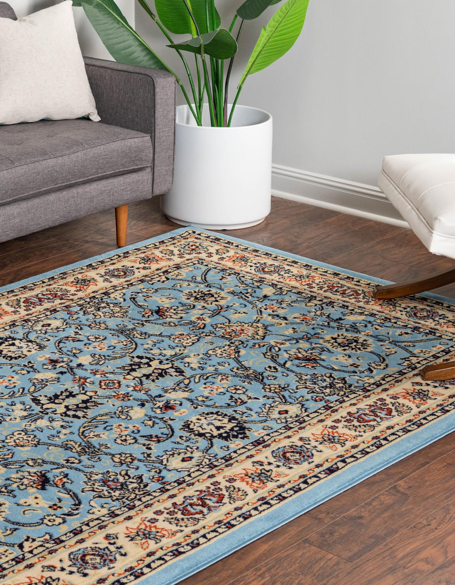 Charlton Home® Hanan Power Loom Performance Light Blue Rug & Reviews ...