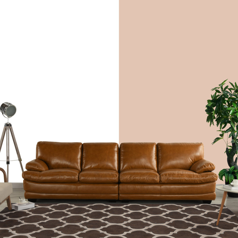 Latitude Run Gueye Overstuffed Leather Sofa Wayfair