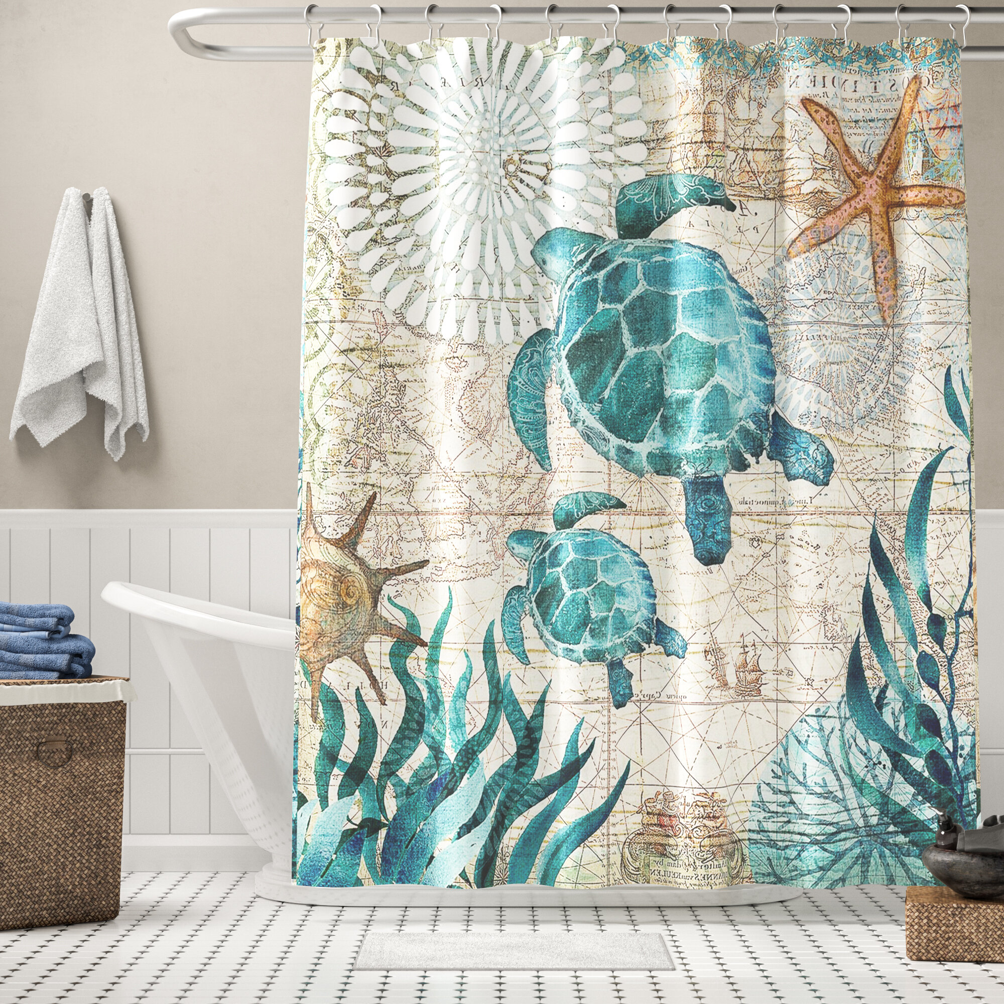 turtle shower curtain liner