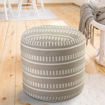 Lebo Coastal Striped Indoor/Outdoor Upholstered Pouf