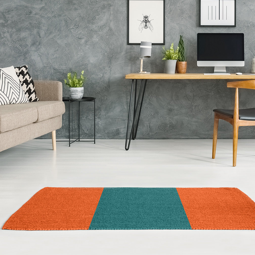 East Urban Home Miami Throwback Football Orange Area Rug Wayfair