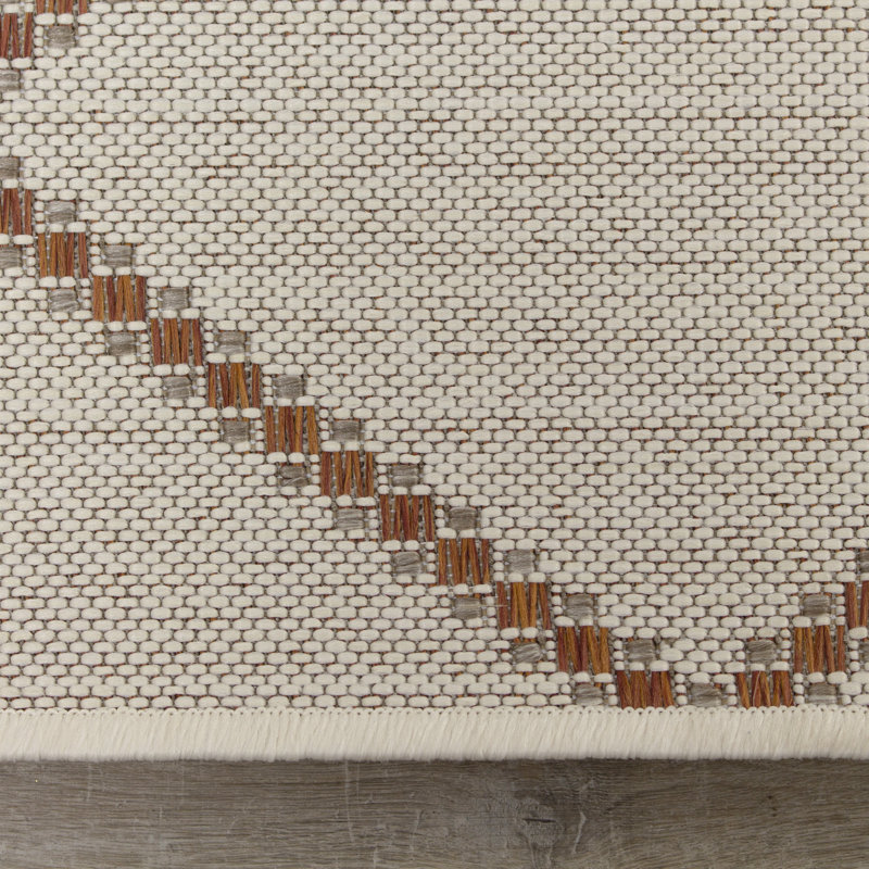 Foundry Select Finney Power Loom Cream Brown Indoor Outdoor Use Rug Wayfair