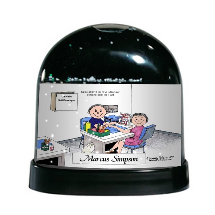 The Holiday Aisle Friendly Folks Cartoon Caricature Male Nail Salon Snow Globe Wayfair