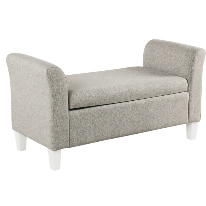 Latitude Run Textured Fabric Upholstered Wooden Kids Bench Settee