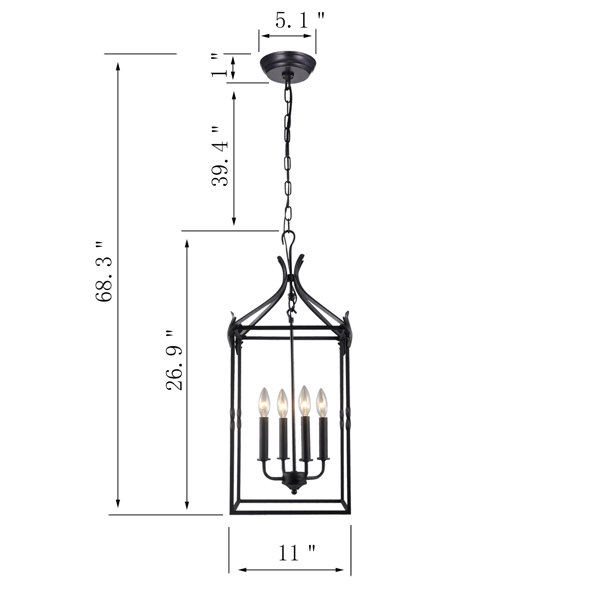 Gracie Oaks Chesa 4 Light Lantern Geometric Pendant Wayfair