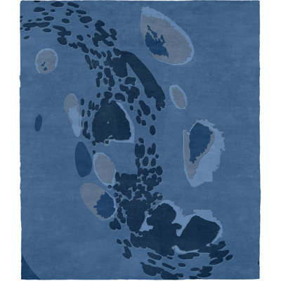 Hummingbird HandTufted Wool Blue Area Rug Modern Rugs Rug Size Square 12