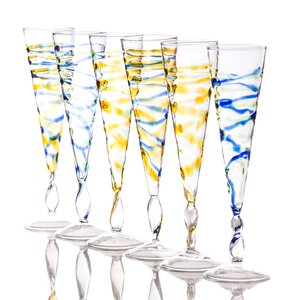 Rialto Spiral Champagne Flute Glass (Set of 6)