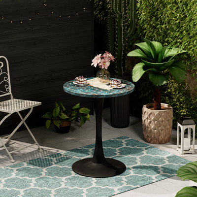 Garritt Outdoor Mgo Mosaic Stone/Concrete Bar Table(incomplete box) 