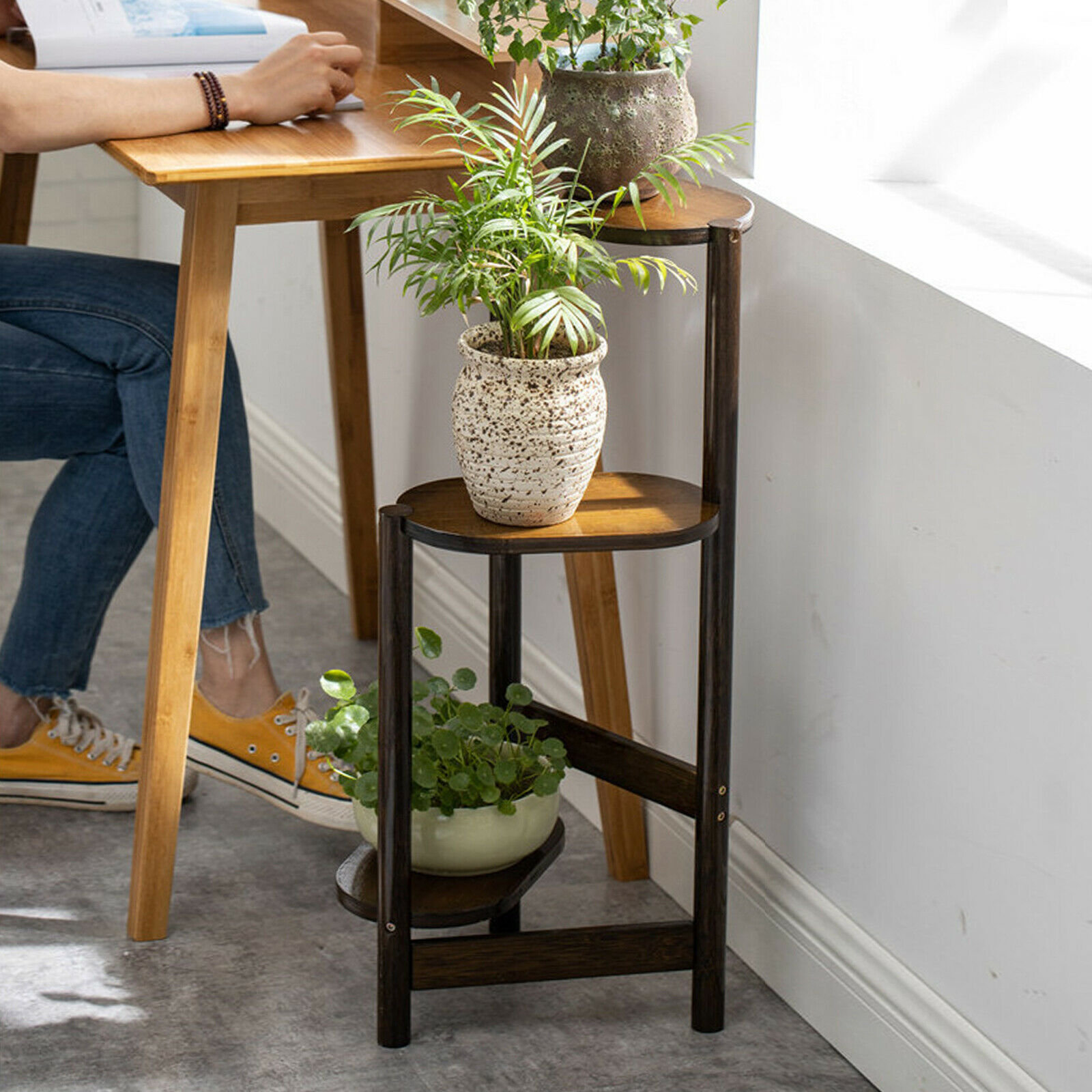 JOYDING Triangular Corner Bamboo Plant Stand Wayfair